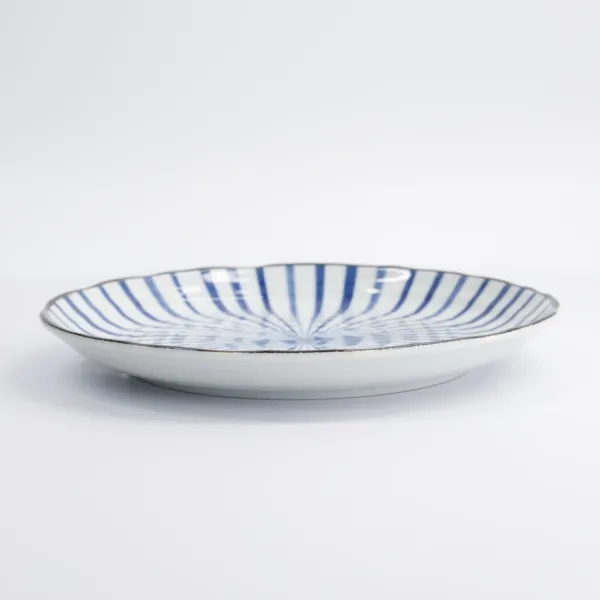 Natsu Tokusa Plate 24.7x3cm set da 6 piatti tondi in porcellana blu bianca
