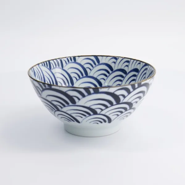 Natsu Nami Mixed Bowl 17.8x9.5cm 900ml set 3 ciotole in porcellana blu e bianca