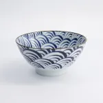 Natsu Nami Mixed Bowl 17.8x9.5cm 900ml set 3 ciotole in porcellana blu e bianca