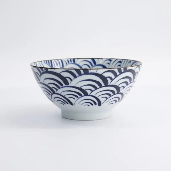 Natsu Nami Mixed Bowl 17.8x9.5cm 900ml set 3 ciotole in porcellana blu e bianca