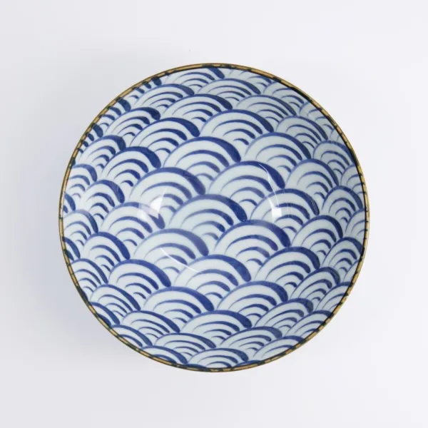 Natsu Nami Mixed Bowl 17.8x9.5cm 900ml set 3 ciotole in porcellana blu e bianca