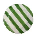 Set of 6 29cm Green Striped Ceramic Dinner Plates "DolceVita Nastro" by Arcucci
