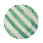 Set of 6 Tiffany Green Striped Ceramic Dinner Plates, 29 cm, DolceVita Nastro by Arcucci