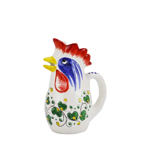 1-liter ceramic pitcher with green rooster design by Arcucci