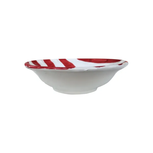 Set of 6 24cm Red-Striped Ceramic Soup Plates "DolceVita Nastro" by Arcucci