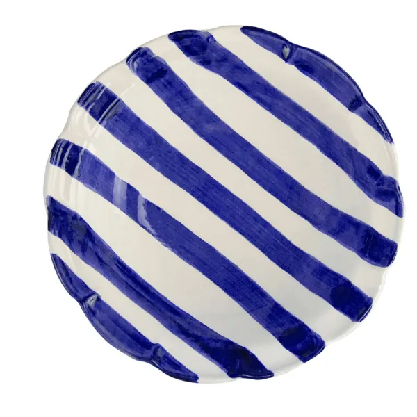 Set of 6 24cm Blue Striped Ceramic Soup Plates "DolceVita Nastro" by Arcucci