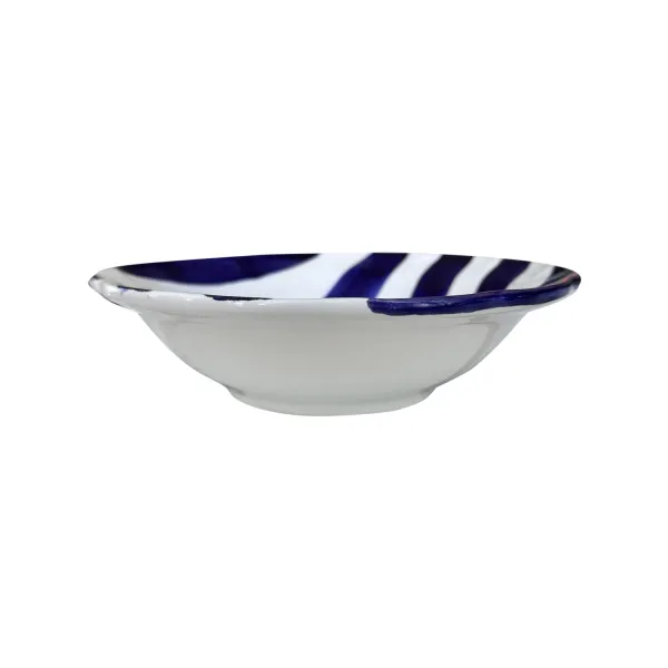 Set of 6 24cm Blue Striped Ceramic Soup Plates "DolceVita Nastro" by Arcucci