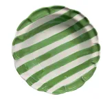 Set of 6 24cm Green Striped Ceramic Soup Plates, DolceVita Nastro by Arcucci
