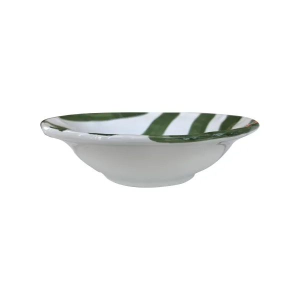 Set of 6 24cm Green Striped Ceramic Soup Plates, DolceVita Nastro by Arcucci
