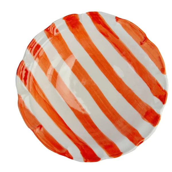 Set 6 Piatti fondi ceramica a strisce arancio 24cm DolceVita Nastro by Arcucci