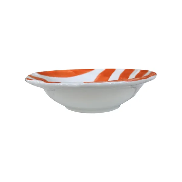 Set of 6 24cm Orange Striped Ceramic Soup Plates "DolceVita Nastro" by Arcucci