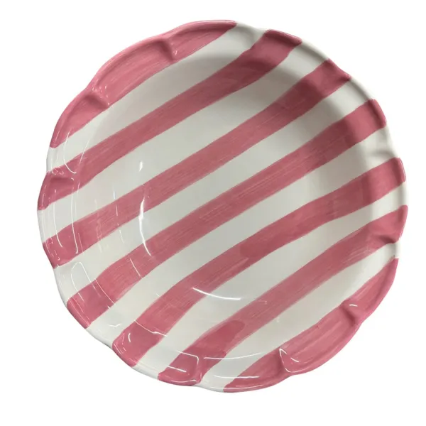 Set 6 Piatti fondi ceramica a strisce rosa 24cm DolceVita Nastro by Arcucci