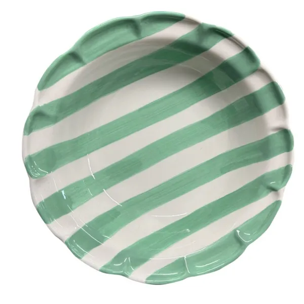 Set 6 Piatti fondi ceramica a strisce verde tiffany 24cm DolceVita Nastro by Arcucci