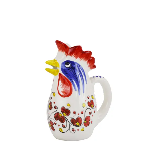 Caraffa in ceramica da 1 litro Galletto decori rossi by Arcucci