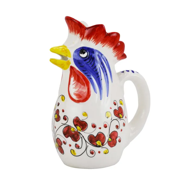 Caraffa in ceramica da 2 litri Galletto decori rossi by Arcucci