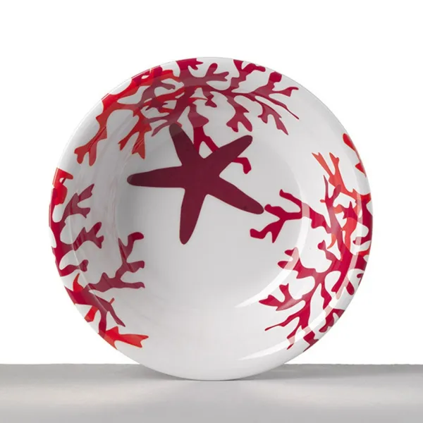 Set of 6 19cm deep melamine plates in Red Coral by Mario Luca Giusti