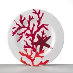 Set of 6 23cm Red Coral melamine fruit plates by Mario Luca Giusti