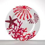 Set of 6 27cm Red Coral melamine dinner plates by Mario Luca Giusti