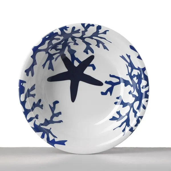 Set of 6 19cm deep melamine plates in Blue Coral by Mario Luca Giusti