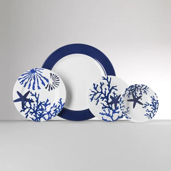 Set of 6 23cm blue coral melamine fruit plates by Mario Luca Giusti