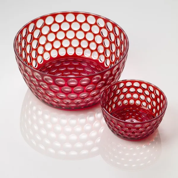 25.5cm red acrylic salad bowl, ‘Lente’, by Mario Luca Giusti