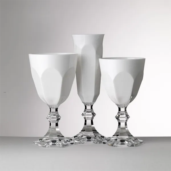 Set of 6 white-enamelled acrylic water glasses, ‘Dolce Vita’ by Mario Luca Giusti