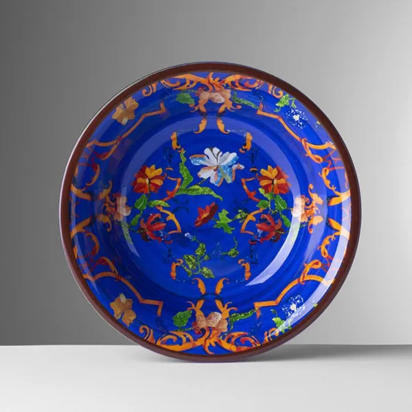 Set of 6 patterned 19cm melamine soup plates in ‘Pancale Blu’ by Mario Luca Giusti