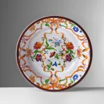 Set of 6 19cm patterned deep melamine plates in white ‘Pancale’ by Mario Luca Giusti