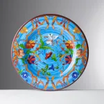 Set of 6 23cm ‘Fantasia’ fruit plates in turquoise Pancale melamine by Mario Luca Giusti
