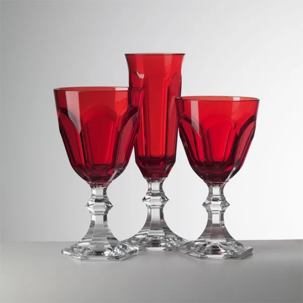 Set of 6 Dolce Vita acrylic red wine glasses by Mario Luca Giusti