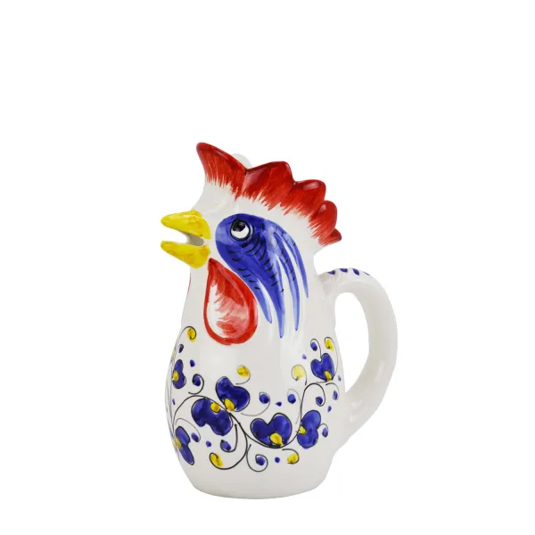 Caraffa in ceramica da 1 litro Galletto decori blu by Arcucci