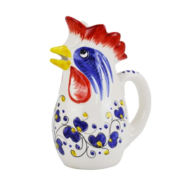 Caraffa in ceramica da 2 litri Galletto decori blu by Arcucci