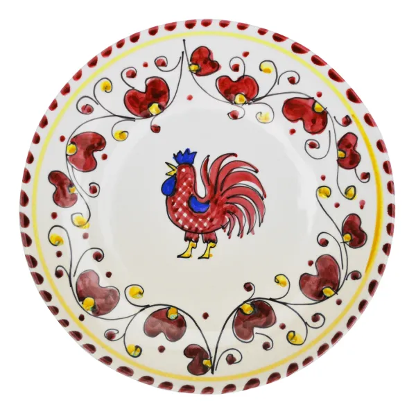 Set of 2 32cm Red Rooster Ceramic Pizza Plates by Arcucci