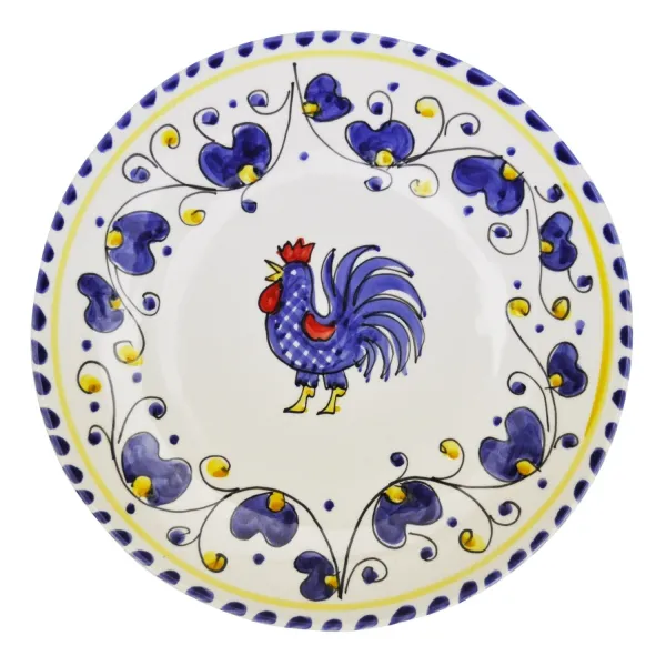 Set of 2 32cm Blue Rooster Ceramic Pizza Plates by Arcucci