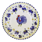 Set of 2 32cm Blue Rooster Ceramic Pizza Plates by Arcucci