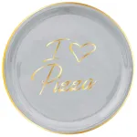 Set of 2 white 32cm pizza plates "I ❤ pizza" gold by Arcucci