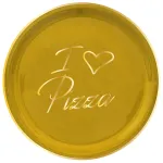 Set of 2 Yellow 32cm "I ❤ pizza" Gold Pizza Plates by Arcucci