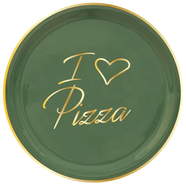 Set 2 Piatti pizza verdi 32cm I ❤ pizza oro by Arcucci
