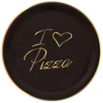 Set of 2 Black 32cm "I ❤ pizza" Gold Pizza Plates by Arcucci