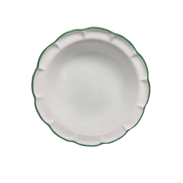 Insalatiera bianca in ceramica profilo verde 33cm DolceVita Filo by Arcucci