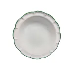 White ceramic salad bowl with green trim, 33 cm, DolceVita Filo by Arcucci