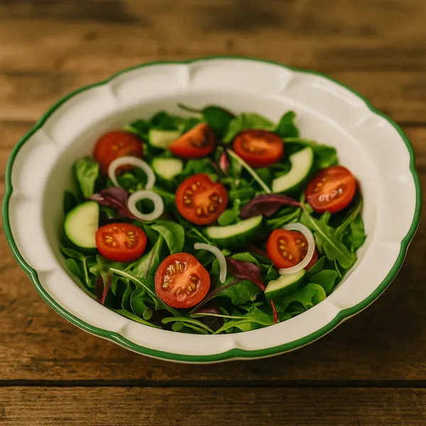 White ceramic salad bowl with green trim, 33 cm, DolceVita Filo by Arcucci