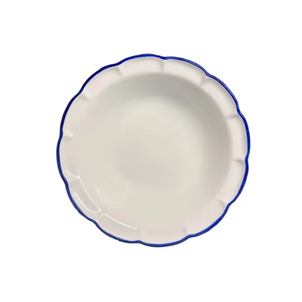 White ceramic salad bowl with blue trim, 33 cm, DolceVita Filo by Arcucci