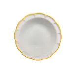 White ceramic salad bowl with yellow trim, 33 cm, DolceVita Filo by Arcucci