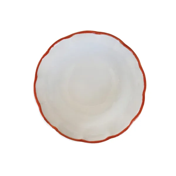 White ceramic salad bowl with orange trim, 33 cm, DolceVita Filo by Arcucci