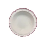 White ceramic salad bowl with pink trim, 33 cm, DolceVita Filo by Arcucci