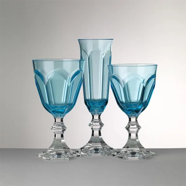 Set of 6 turquoise acrylic champagne flutes, ‘Dolce Vita’ by Mario Luca Giusti