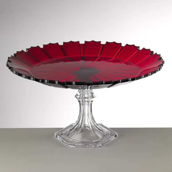 Transparent red acrylic cake stand ‘Ninfea’ by Mario Luca Giusti