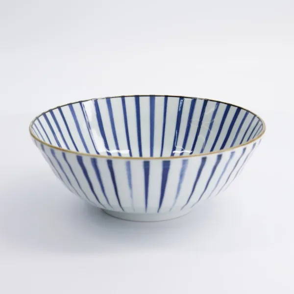 Natsu Tokusa Ramen Bowl 21x7.8cm 1000ml set 3 ciotole in porcellana blu e bianca