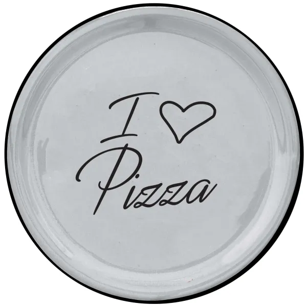 Set of 2 white 32cm pizza plates "I ❤ pizza" black by Arcucci